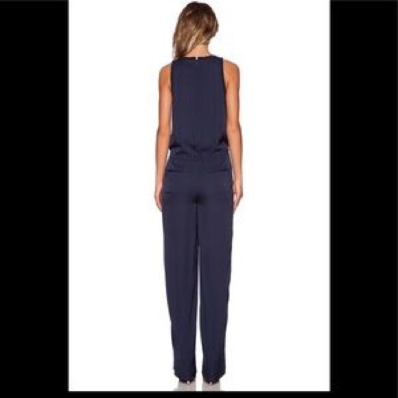 Theory Navy Silk Drawstring Jumpsuit - Picture 3 of 6
